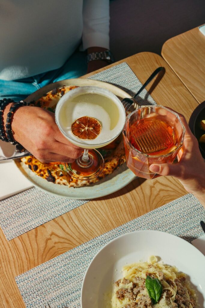 Table set with tea and dishes
