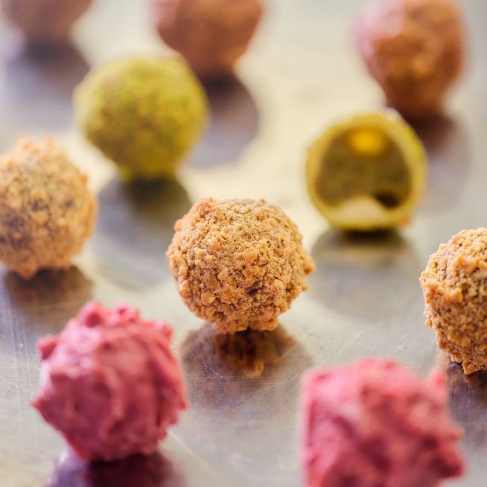 Colourful chocolate truffles