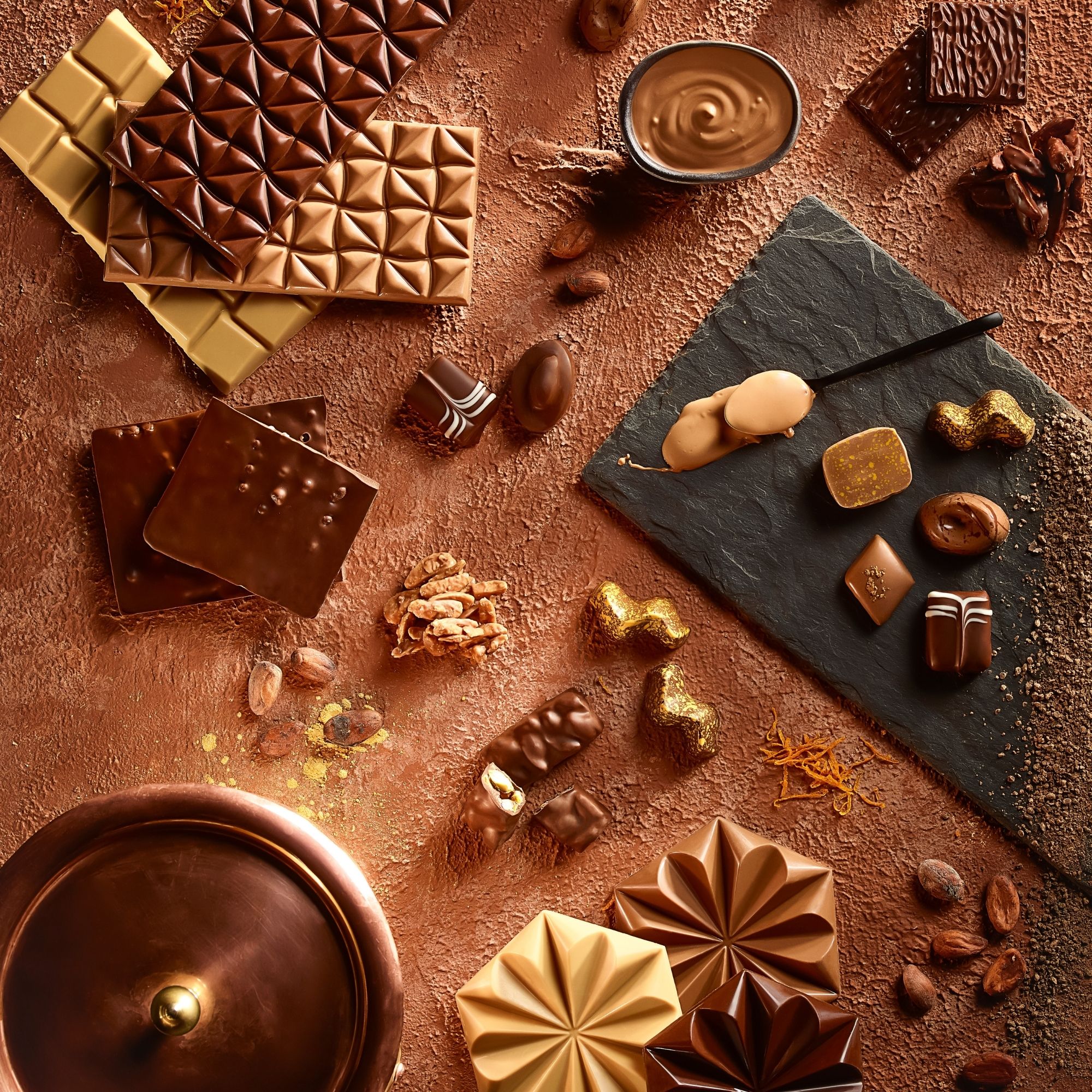 Chocolate bars and pralines